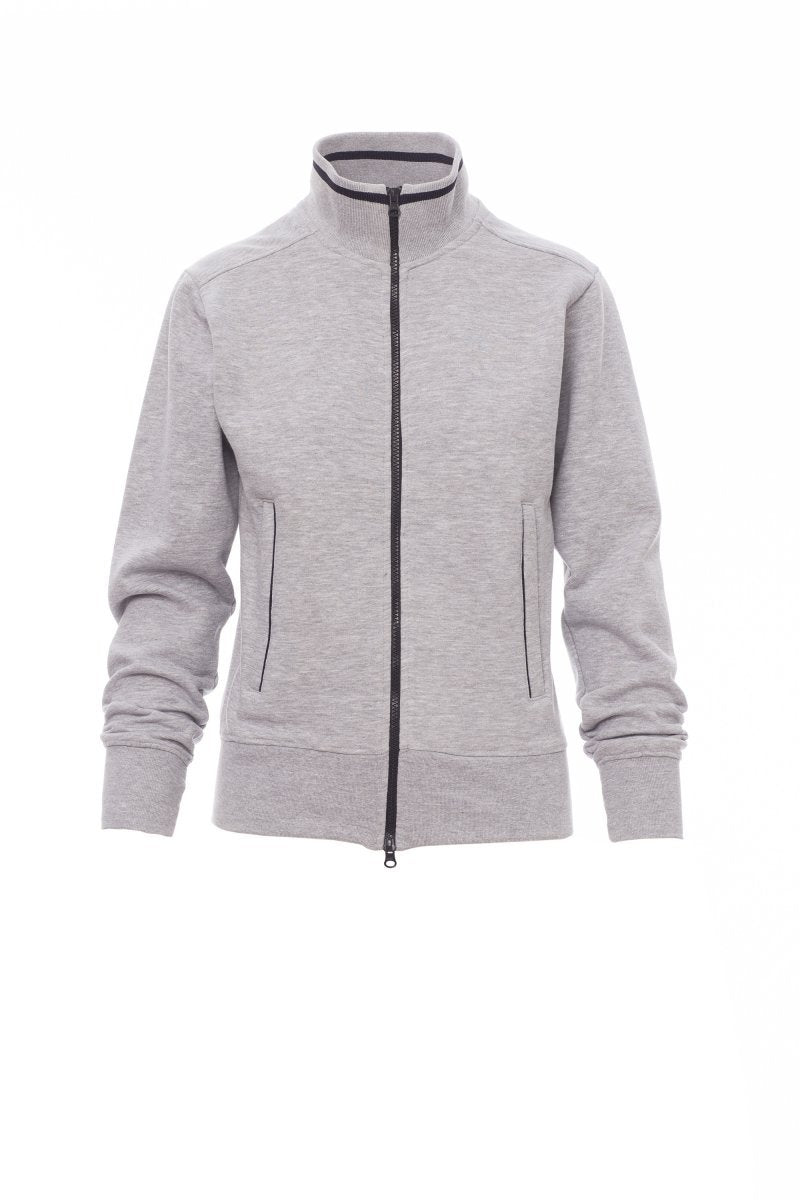 PAYPER - Taillierte Damen-Sweatjacke MELBOURNE MELANGE - Farbe: Grau Meliert/Marineblau