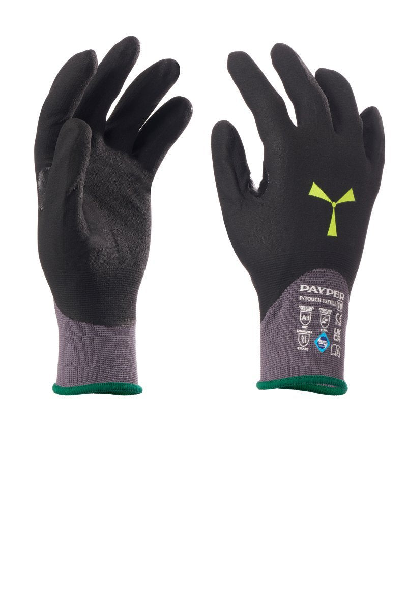 PAYPER - Montagehandschuhe P/TOUCH 15FULL (VPE: 12 Paar) - Farbe: Grau/Schwarz