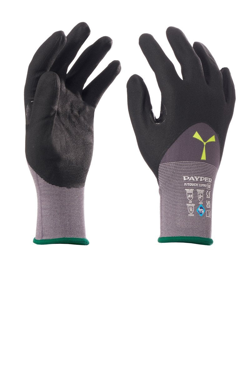 PAYPER - Montagehandschuhe P/TOUCH 15PRO (VPE: 12 Paar) - Farbe: Grau/Schwarz