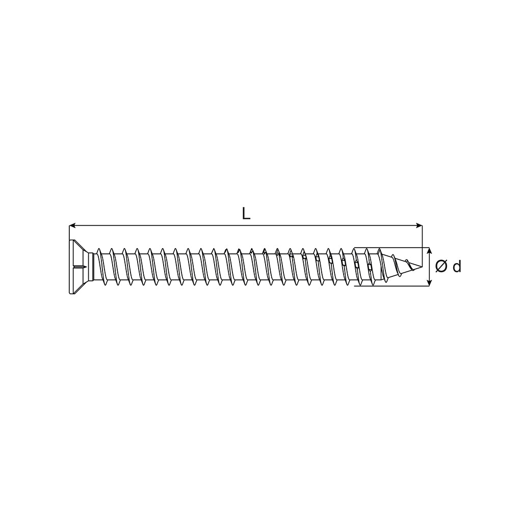 Stockmontageschrauben (Fensterrahmenschrauben) Senkkopf