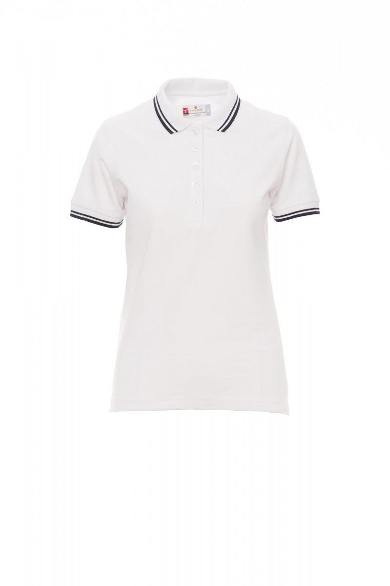 PAYPER - Tailliertes Damen-Poloshirt SKIPPER LADY - Farbe: Weiss/Marineblau