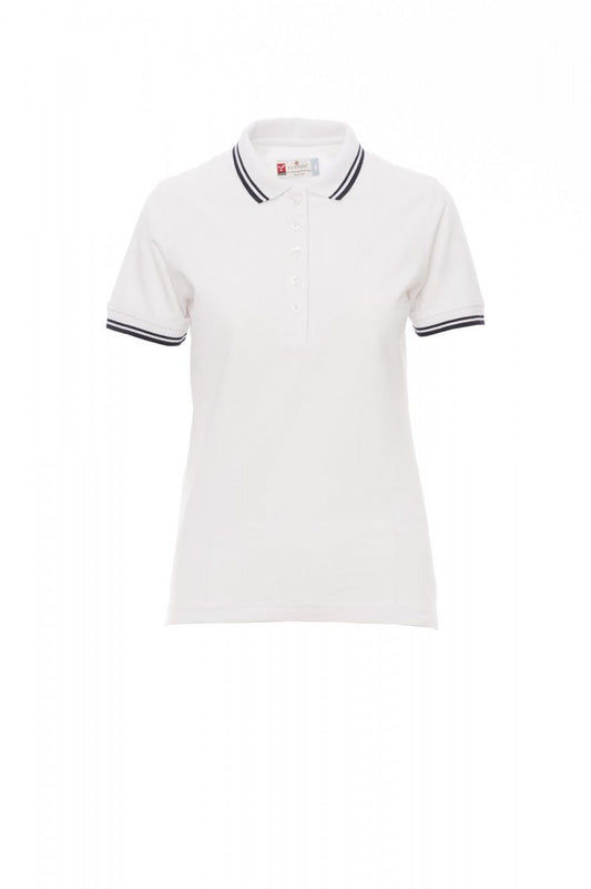 PAYPER - Tailliertes Damen-Poloshirt SKIPPER LADY - Farbe: Weiss/Marineblau