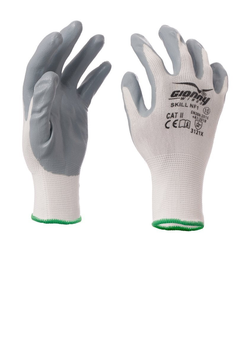GIONNY WINGS - Handschuh SKILL NF1 (VPE: 12 Paar) - Farbe: Weiss/Grau