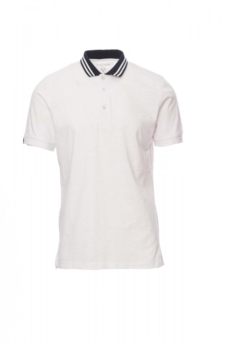 PAYPER - Herren-Poloshirt NAUTIC - Farbe: Weiss/Marineblau-Weiss/Fluogelb
