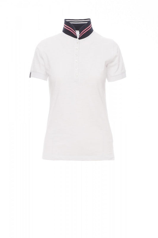 PAYPER - Tailliertes Damen-Poloshirt NAUTIC LADY - Farbe: Weiss/Marineblau-Weiss/Fluo-Fuchsienrot