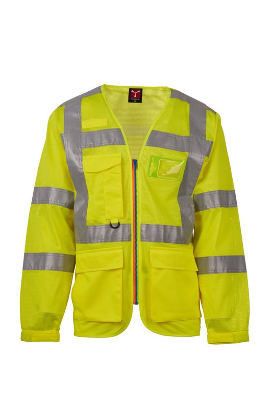 PAYPER - Ungefütterte Langarm-Warnweste LONG EXO MESH - Farbe: Fluogelb