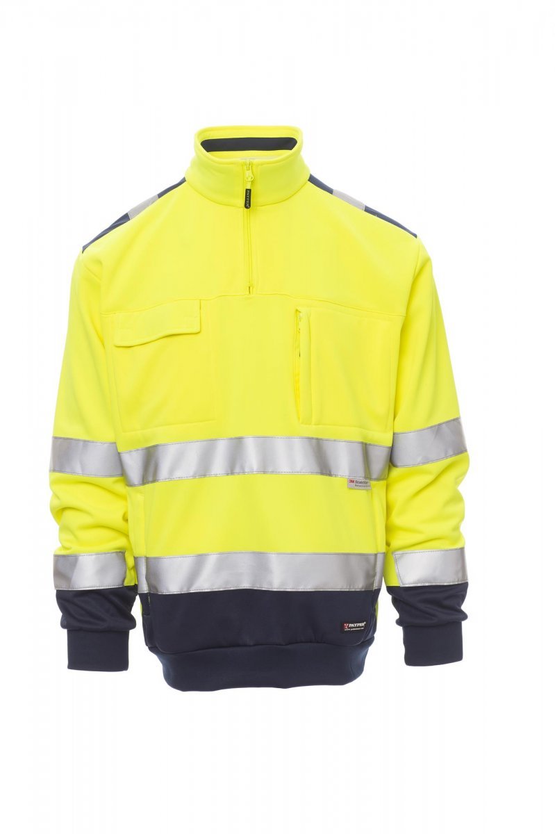 PAYPER - Gut sichtbarer Herren-Fleecepullover VISION - Farbe: Fluogelb/Marineblau