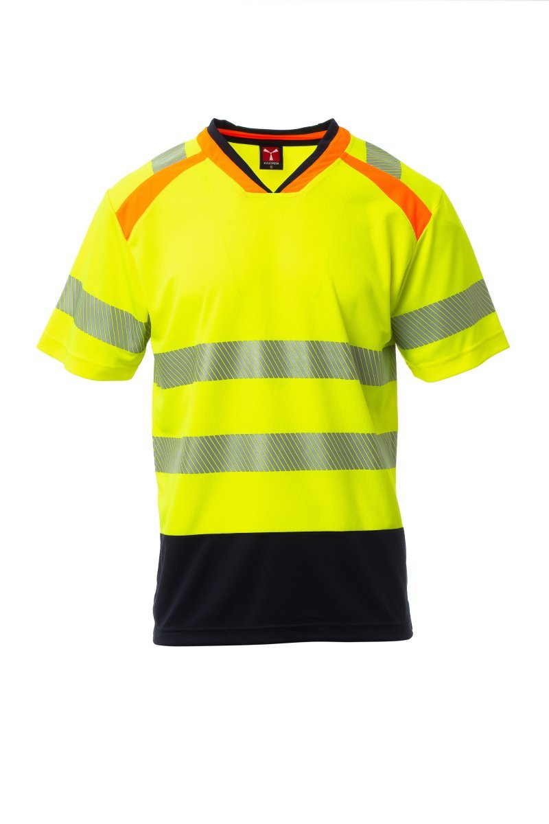 PAYPER - T-Shirt ALLEY - Farbe: Fluogelb/Marineblau