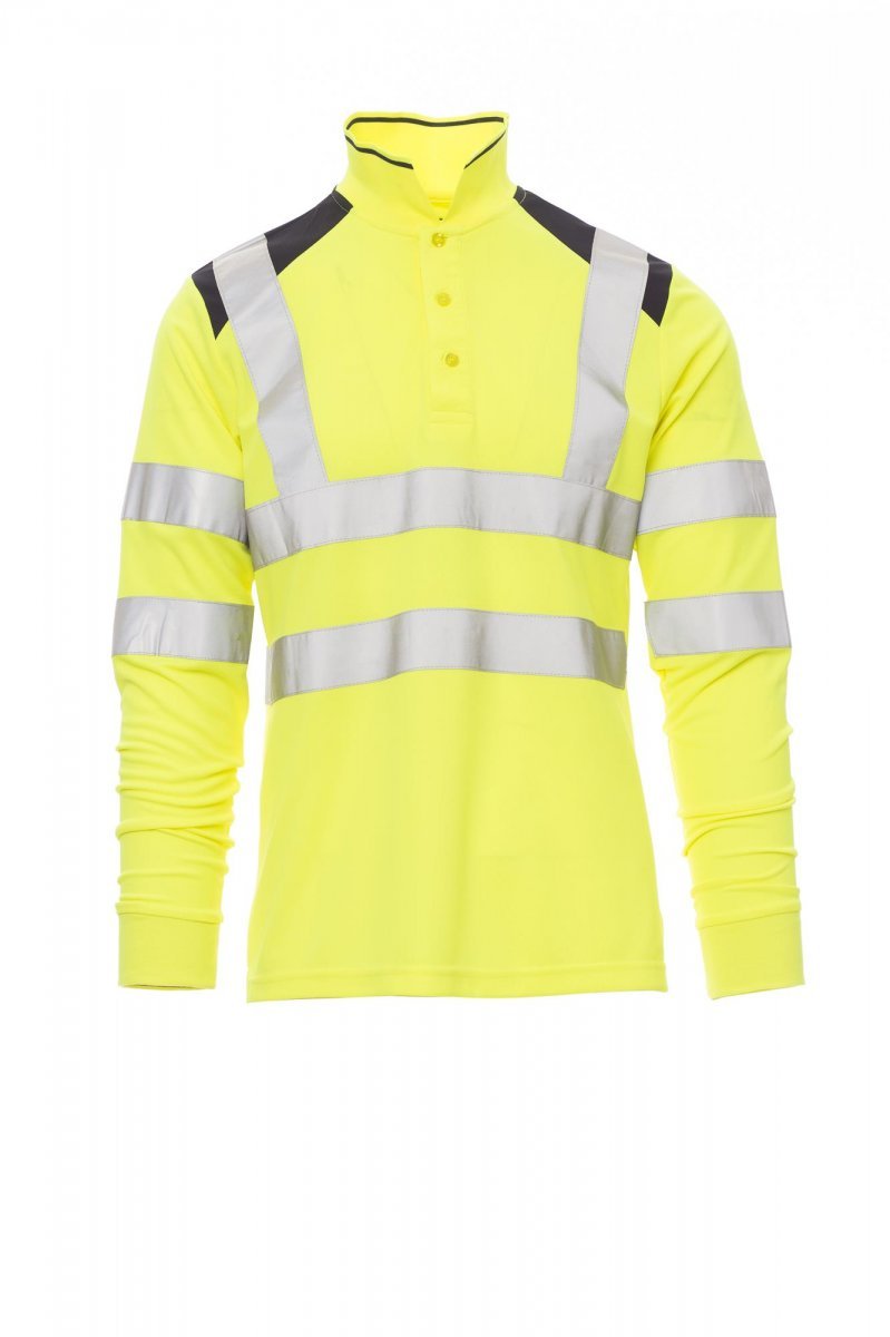 PAYPER - Herren Poloshirt GUARD+WINTER - Farbe: Fluogelb/Marineblau