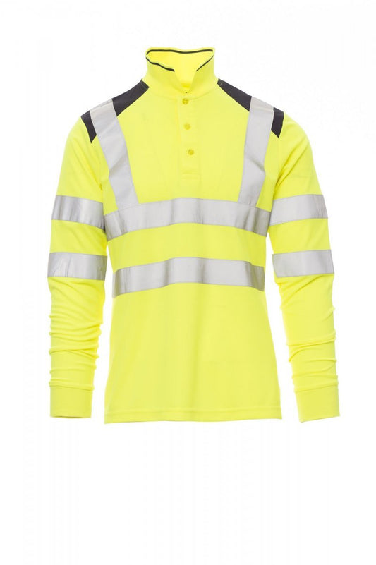 PAYPER - Herren Poloshirt GUARD+WINTER - Farbe: Fluogelb/Marineblau