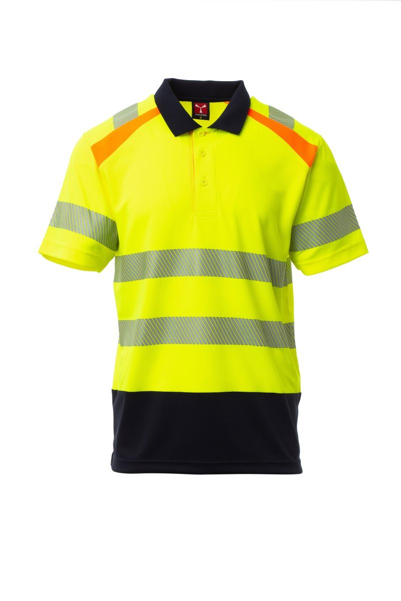 PAYPER - Poloshirt LANE - Farbe: Fluogelb/Marineblau