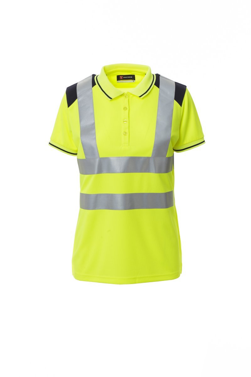 PAYPER - Damen Poloshirt GUARD+LADY - Farbe: Fluogelb/Marineblau