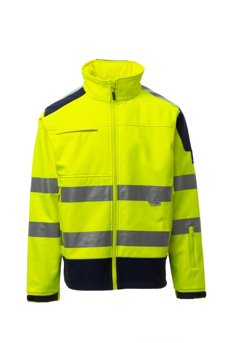 PAYPER - Herren Softshelljacke SCREEN - Farbe: Fluogelb/Marineblau
