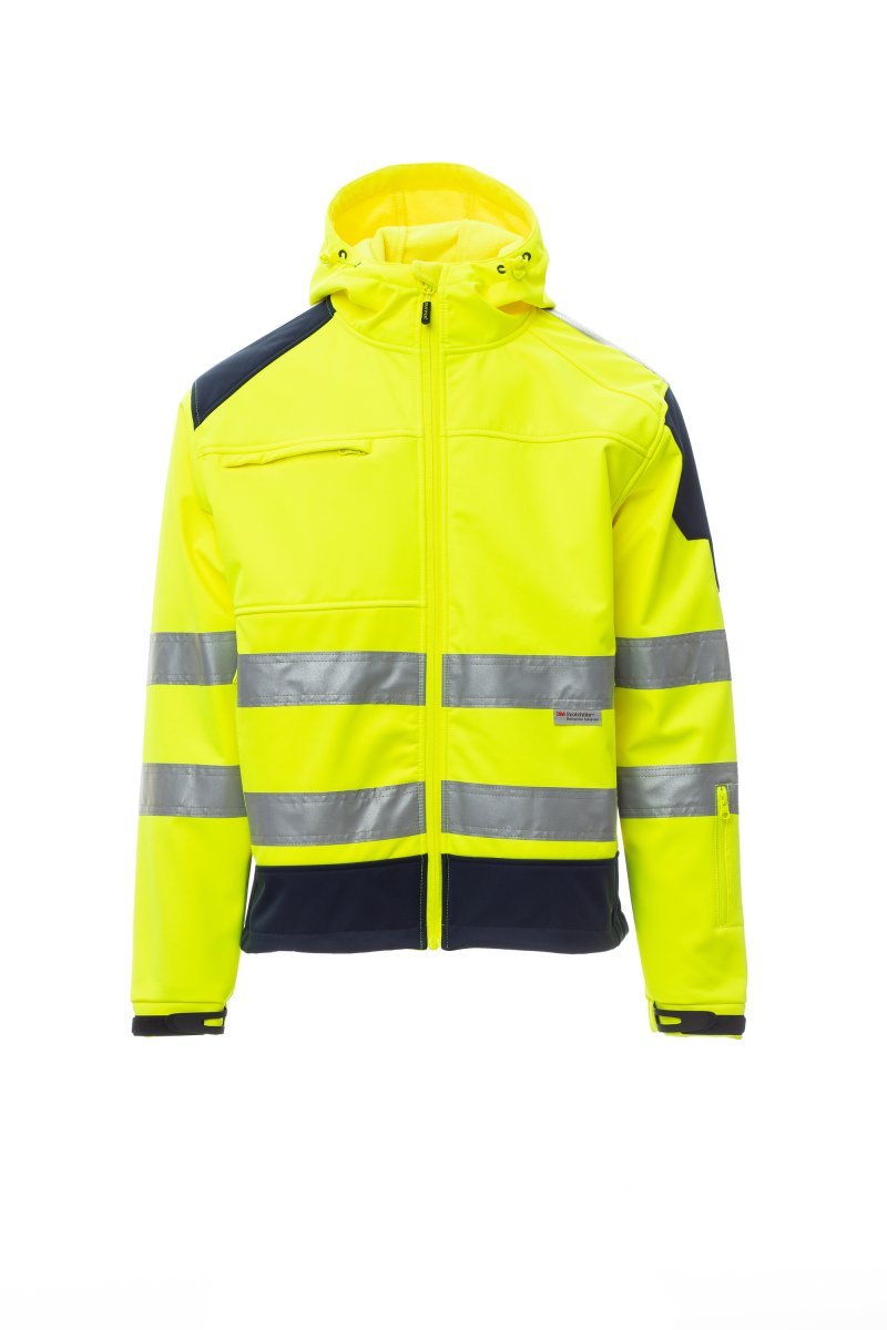 PAYPER - Herren Arbeitsweste SHINE 2.0 - Farbe: Fluogelb/Marineblau