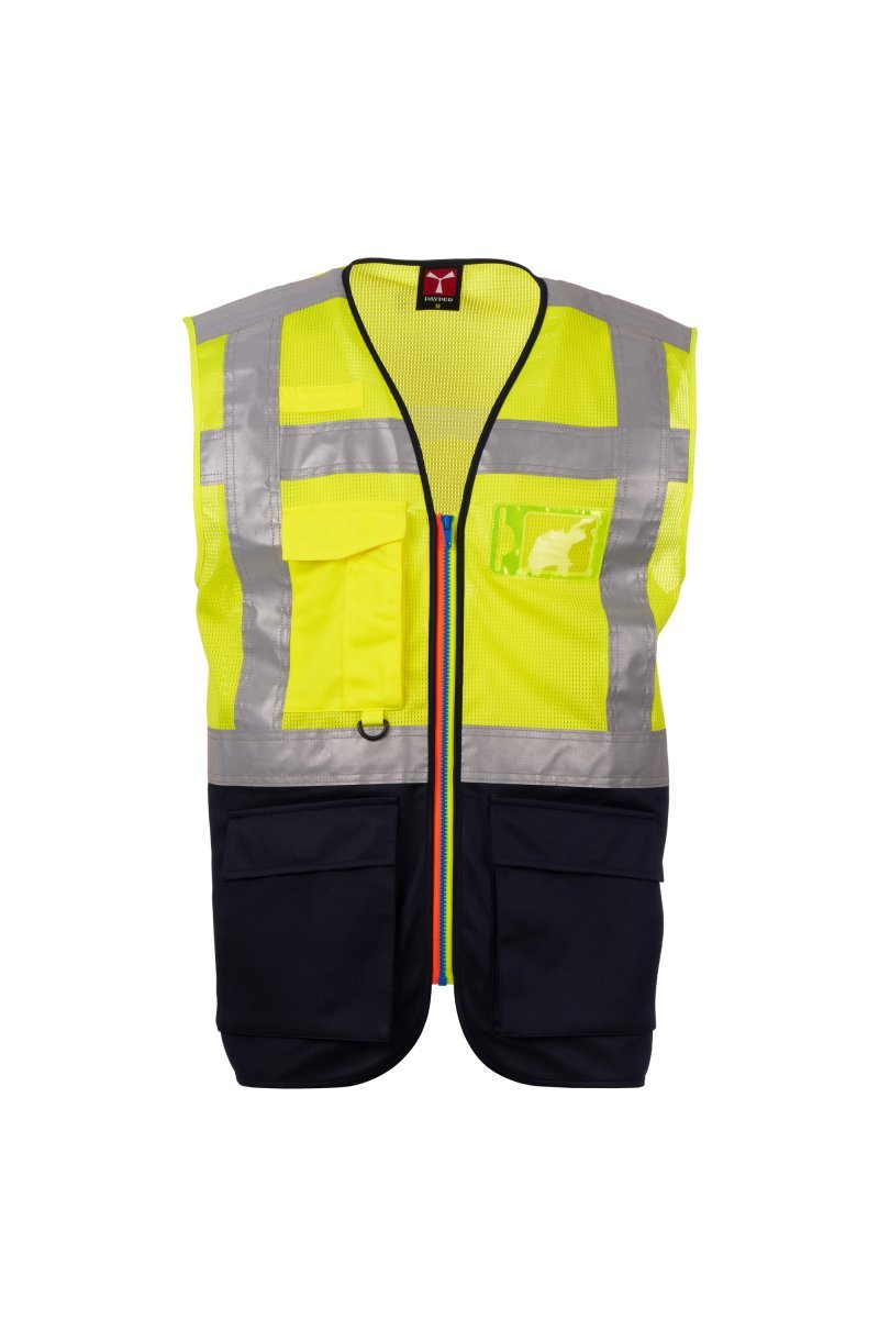 PAYPER - Ungefütterte Warnweste EXTROVERT MESH - Farbe: Fluogelb/Marineblau