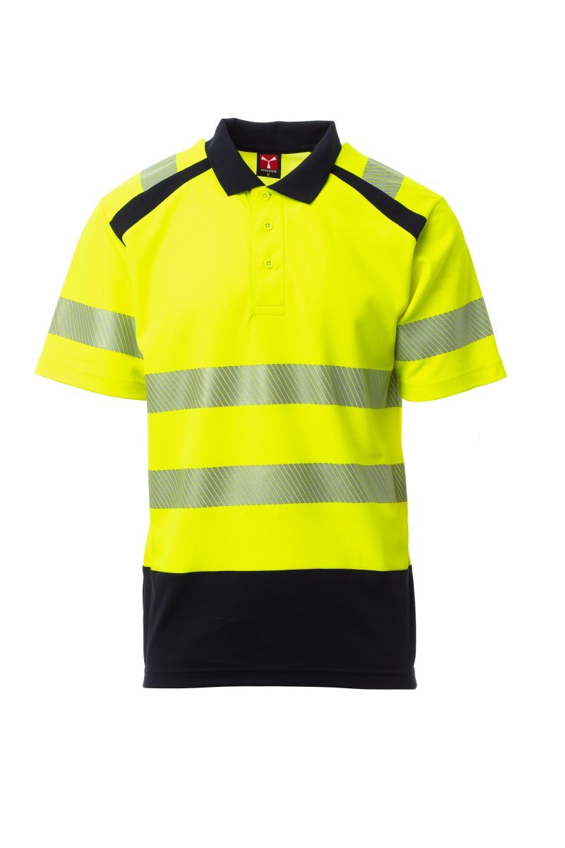 PAYPER - Kurzarm-Poloshirt ROAD - Farbe: Fluogelb/Marineblau