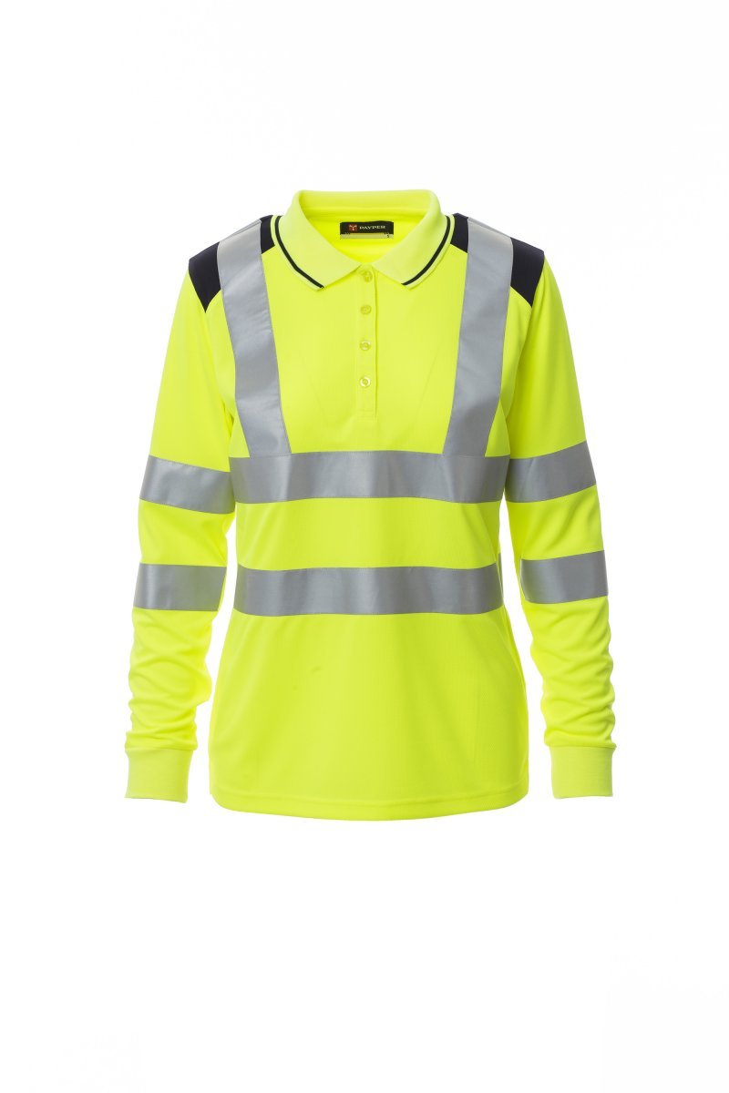 PAYPER - Damen Poloshirt GUARD+WINTER LADY - Farbe: Fluogelb/Marineblau