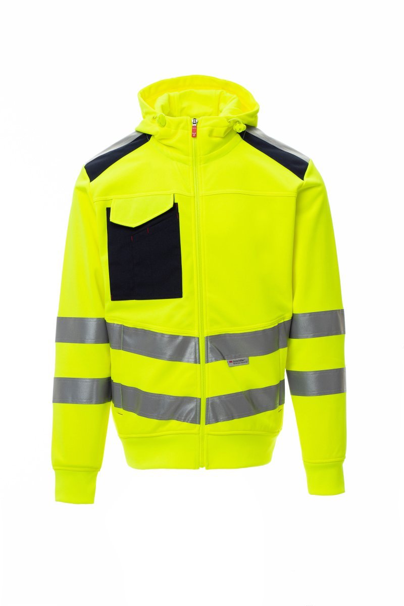 PAYPER - Hoch sichtbare Herren-Sweatjacke LEADER - Farbe: Fluogelb/Marineblau