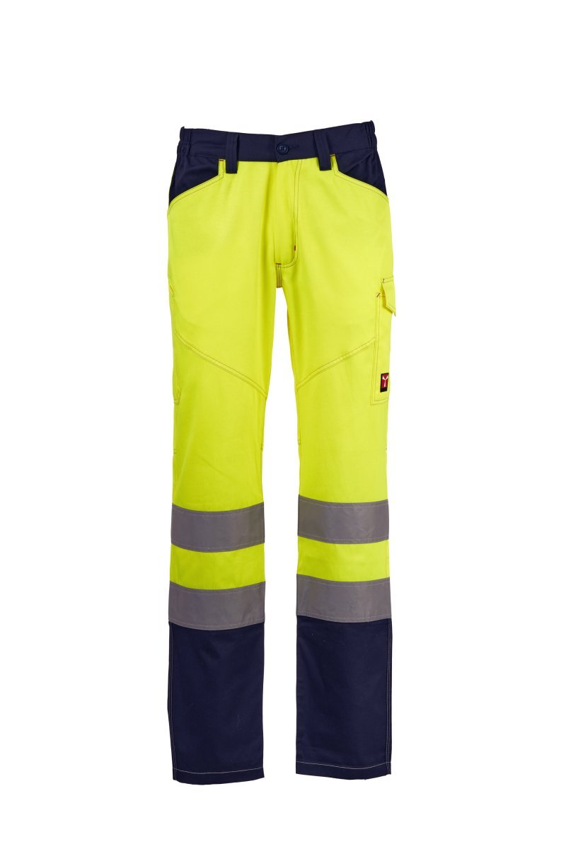 PAYPER - Hoch sichtbare Herren-Sommerhose CHARTER SUMMER - Farbe: Fluogelb/Marineblau