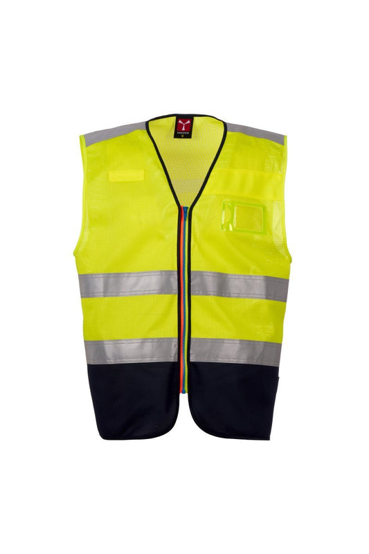 PAYPER - Ungefütterte Warnweste ACK MESH - Farbe: Fluogelb/Marineblau