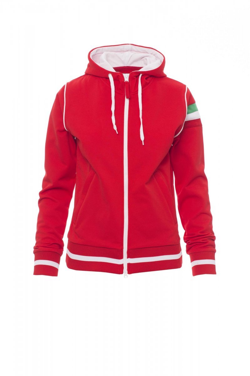 PAYPER - Taillierte Damen-Sweatjacke KANSAS - Farbe: Rot/Weiss