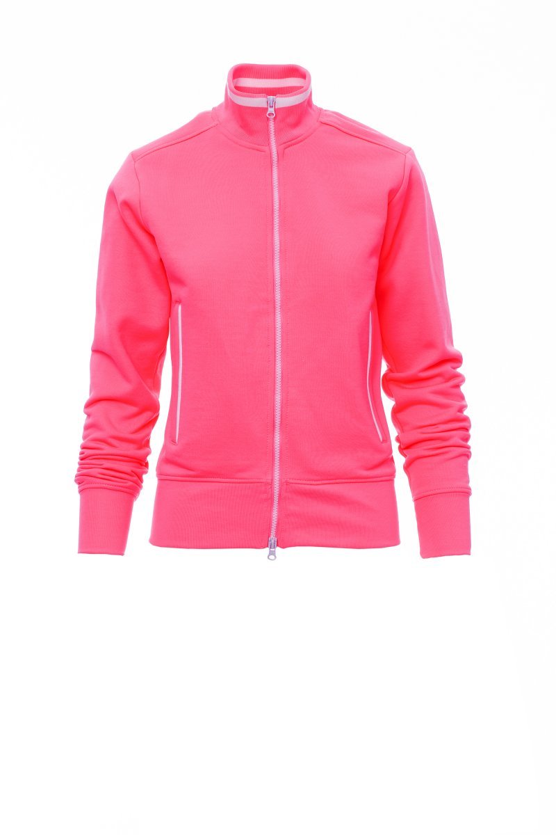 PAYPER - Taillierte Damen-Sweatjacke MELBOURNE FLUO - Farbe: Fluo-Fuchsienrot/Weiss