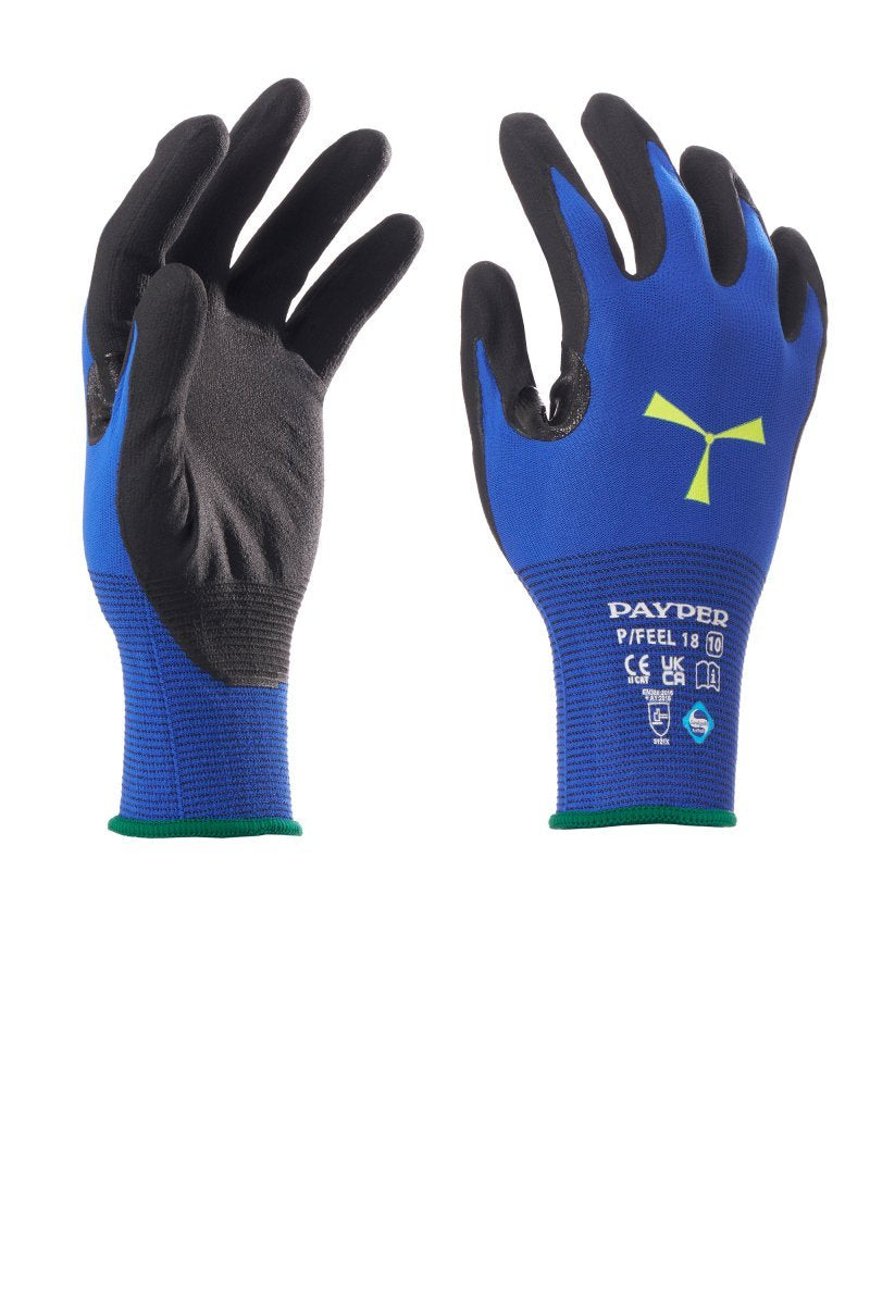 PAYPER - Montagehandschuhe P/FEEL 18 (VPE: 12 Paar) - Farbe: Königsblau/Schwarz
