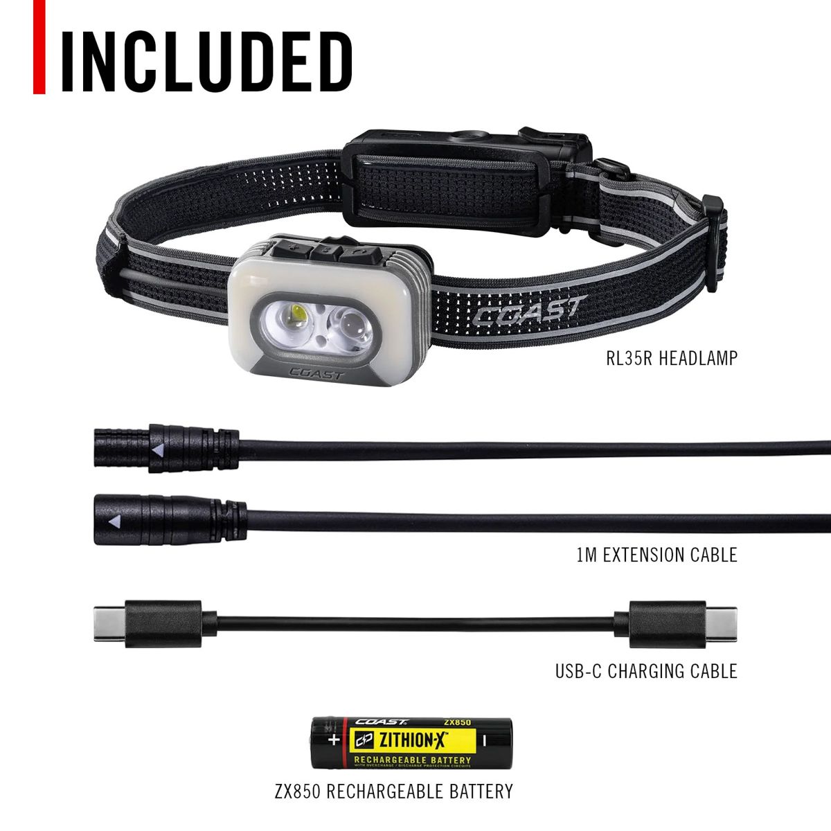 Coast RL35R Wiederaufladbare Stirnlampe mit Sprachsteuerung