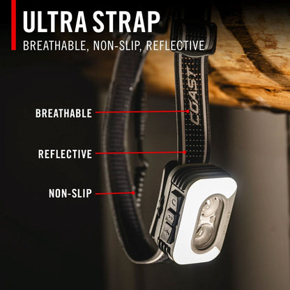 Coast RL35R Wiederaufladbare Stirnlampe mit Sprachsteuerung