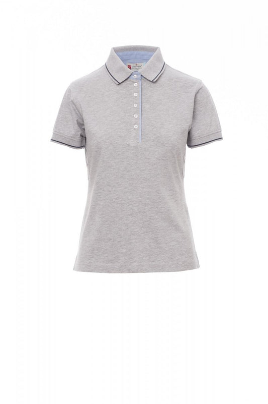 PAYPER Poloshirt LEEDS MELANGE in GRAU MELIERT/MARINEBLAU - Arbeitskleidung für Industrie und Handwerk