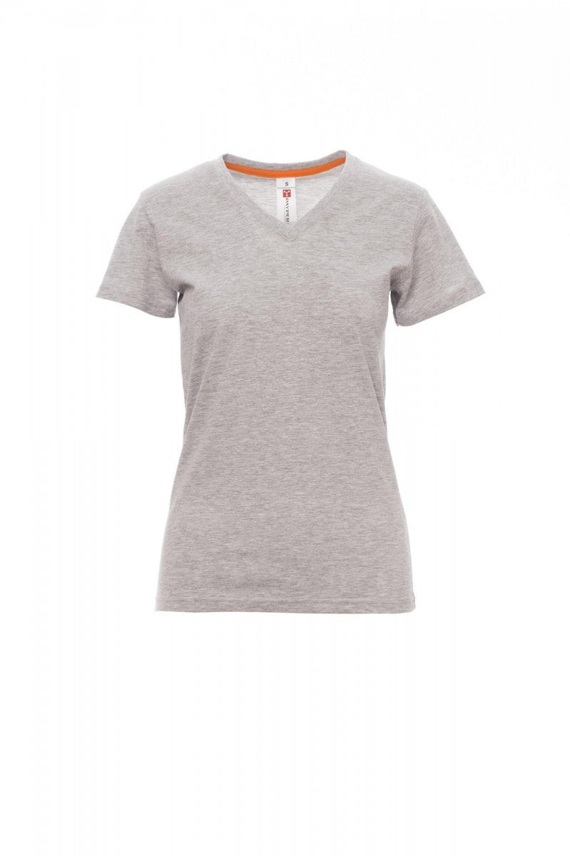 PAYPER - Tailliertes Damen-T-Shirt V-NECK LADY MELANGE - Farbe: Grau Meliert
