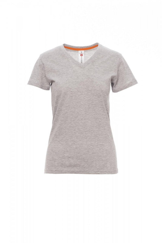 PAYPER - Tailliertes Damen-T-Shirt V-NECK LADY MELANGE - Farbe: Grau Meliert