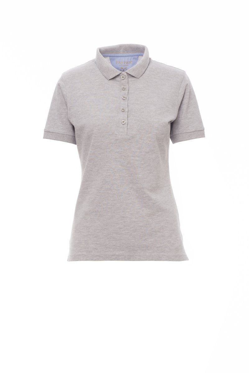 PAYPER - Tailliertes Damen-Poloshirt GLAMOUR MELANGE - Farbe: Grau Meliert