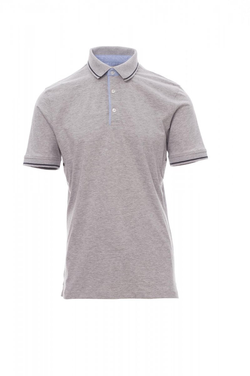 PAYPER - Herren-Poloshirt CAMBRIDGE MELANGE - Farbe: Grau Meliert/Marineblau