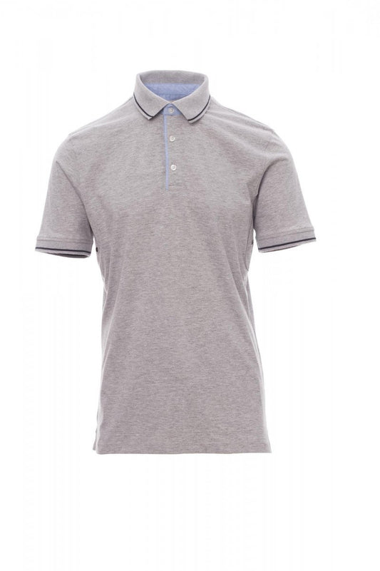 PAYPER - Herren-Poloshirt CAMBRIDGE MELANGE - Farbe: Grau Meliert/Marineblau