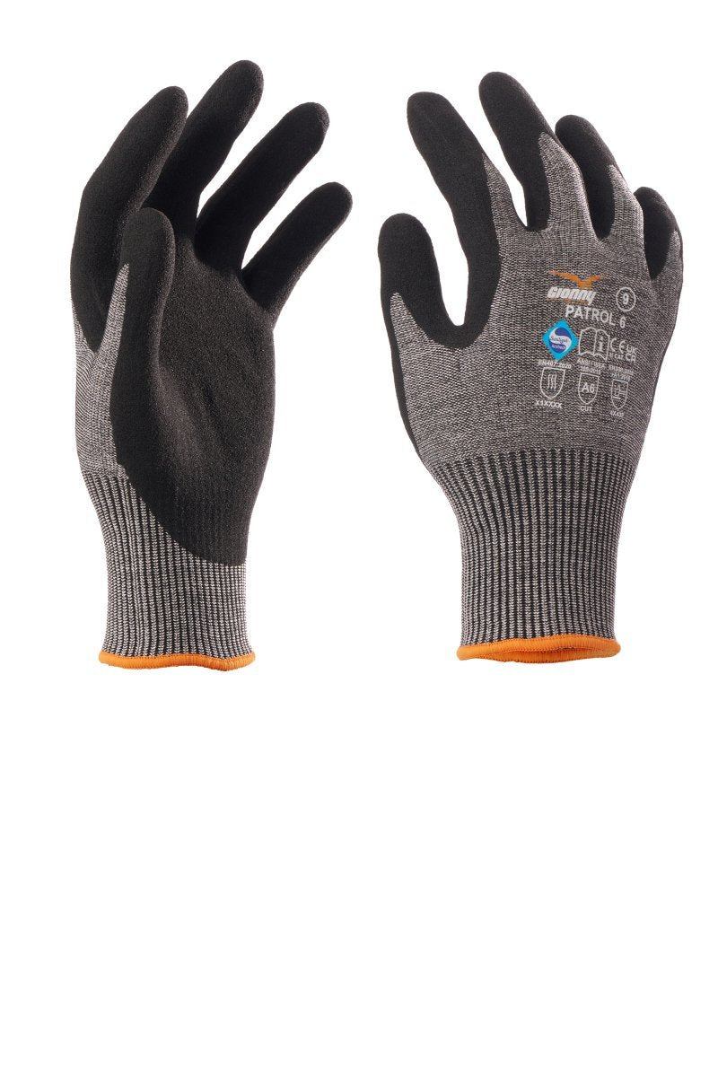 GIONNY WINGS - Handschuh PATROL 6 Klasse F (VPE: 12 Paar) - Farbe: Grau/Schwarz