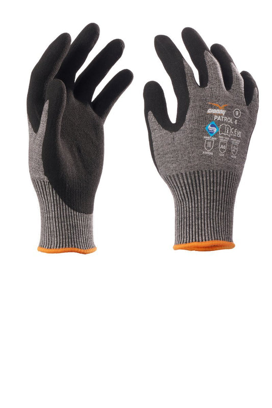 GIONNY WINGS - Handschuh PATROL 6 Klasse F (VPE: 12 Paar) - Farbe: Grau/Schwarz