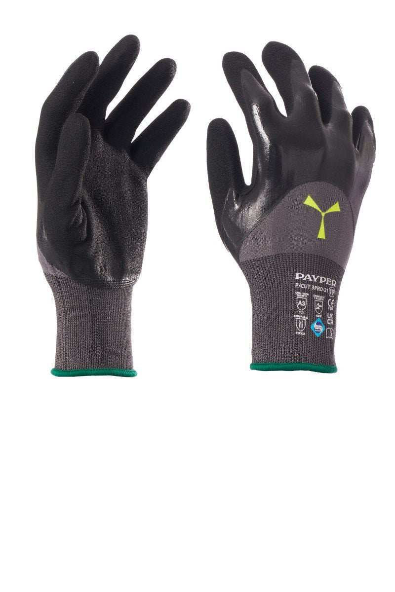 PAYPER - Schnittschutzhandschuhe P/CUT 3PRO-21 Klasse C (VPE: 12 Paar) - Farbe: Grau/Schwarz