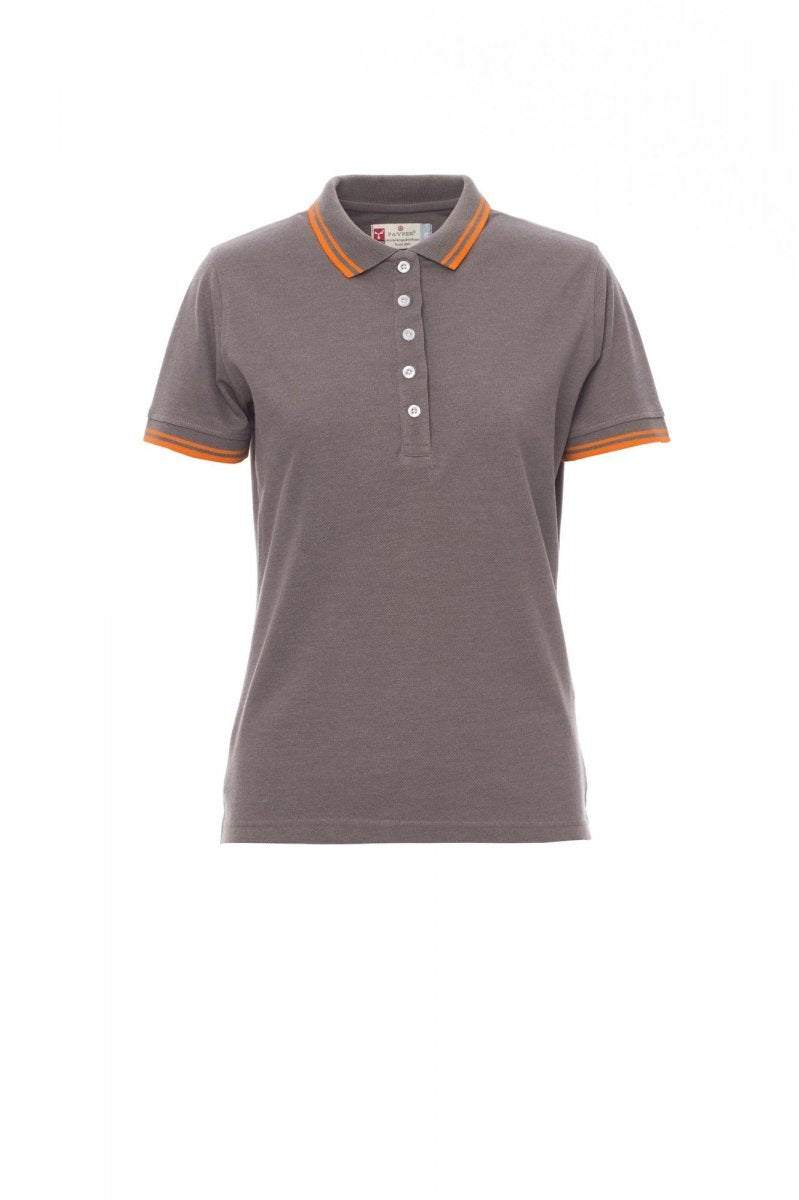 PAYPER - Tailliertes Damen Polo-Shirt SKIPPER LADY MELANGE - Farbe: Aschgrau Meliert/Orange