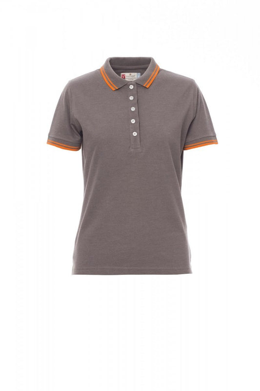 PAYPER - Tailliertes Damen Polo-Shirt SKIPPER LADY MELANGE - Farbe: Aschgrau Meliert/Orange