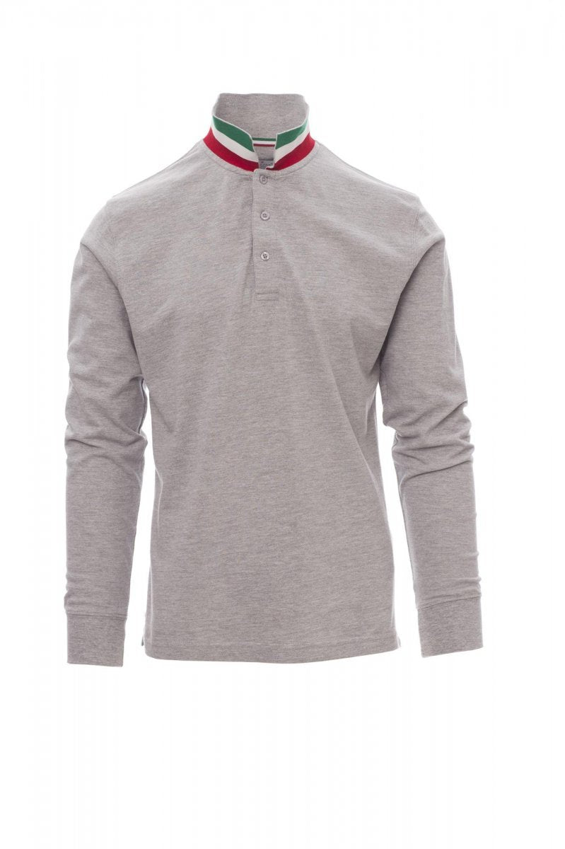 PAYPER - Herren-Poloshirt LONG NATION MELANGE - Farbe: Grau Meliert/Italien