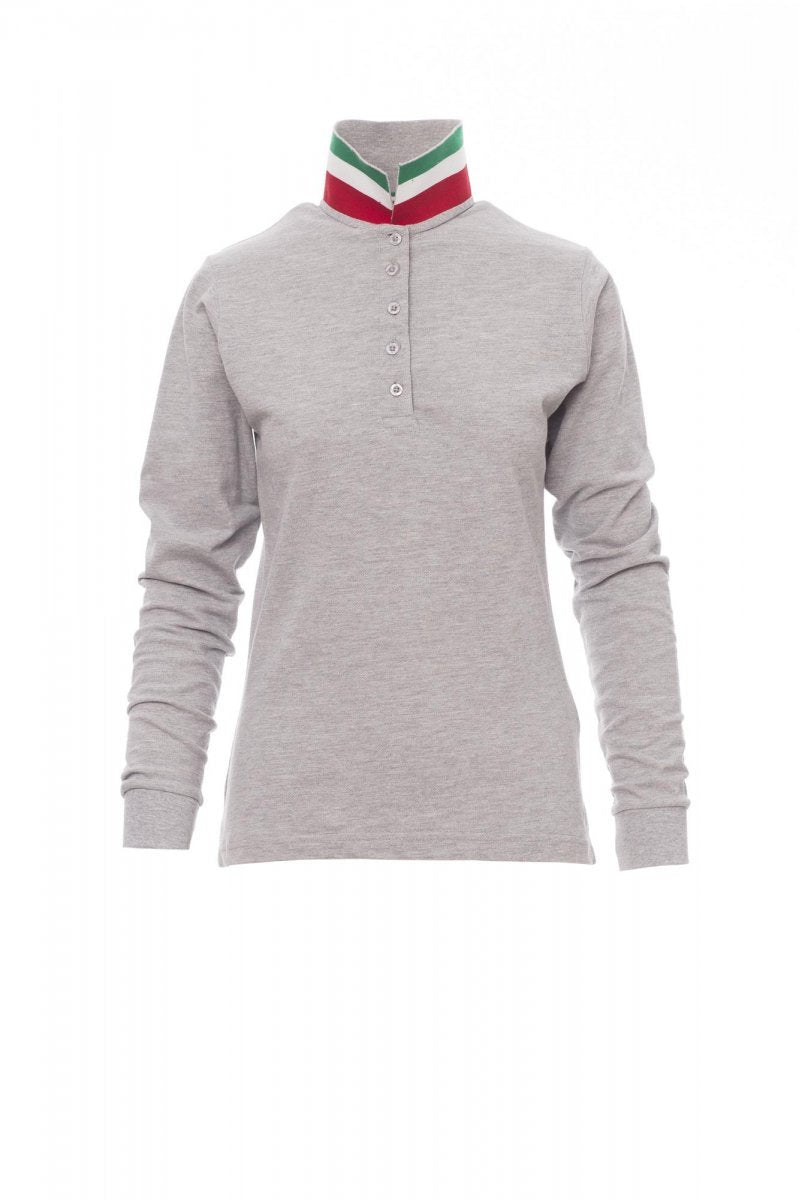 PAYPER - Tailliertes Damen-Poloshirt LONG NATION LADY MELANGE - Farbe: Grau Meliert/Italien