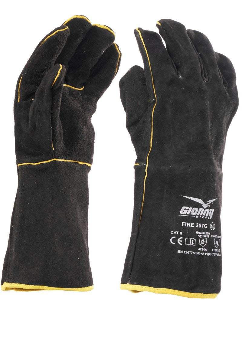 GIONNY WINGS - Leder-Handschuh FIRE 307G (VPE: 12 Paar) - Farbe: Schwarz