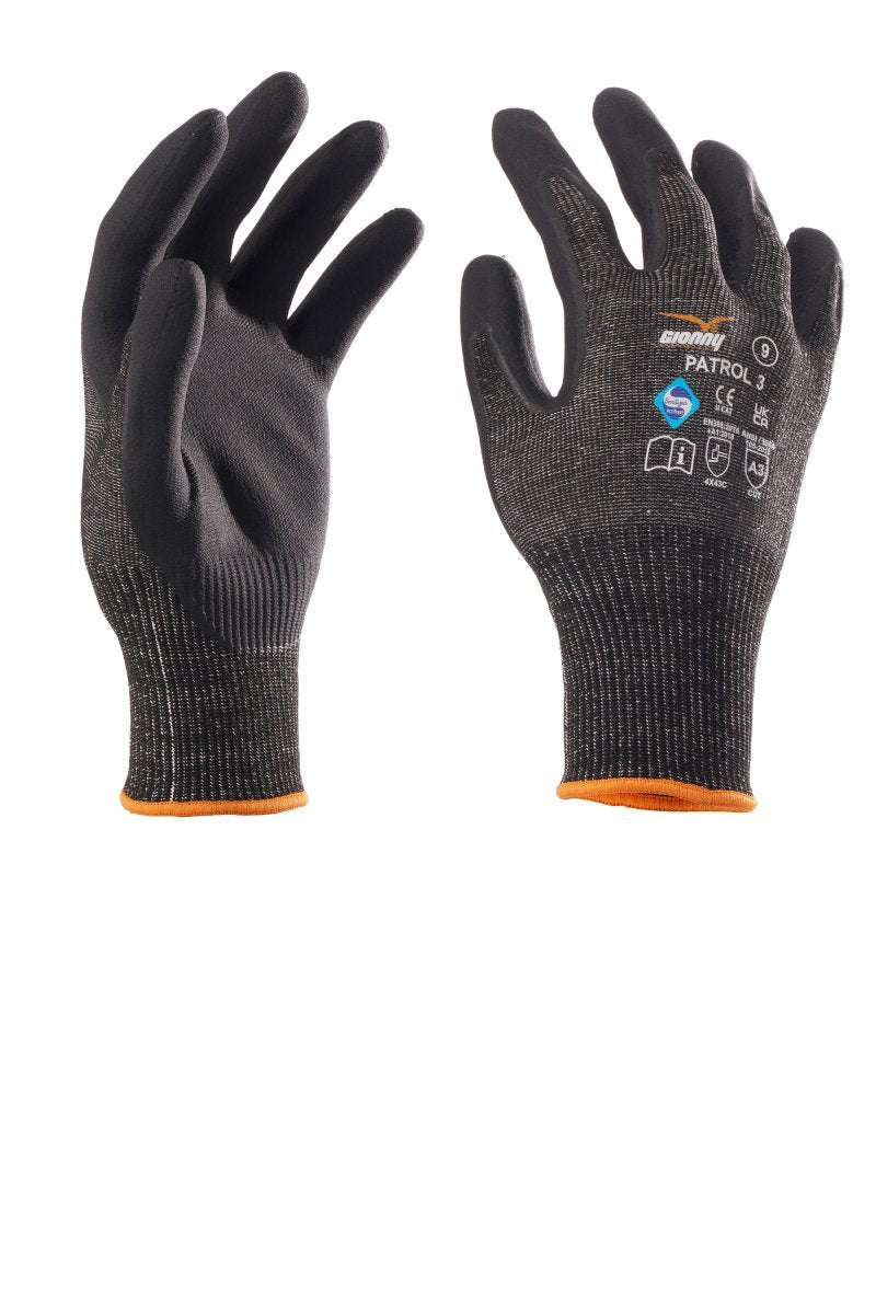 GIONNY WINGS - Handschuh PATROL 3 Klasse C (VPE: 12 Paar) - Farbe: Schwarz/Schwarz