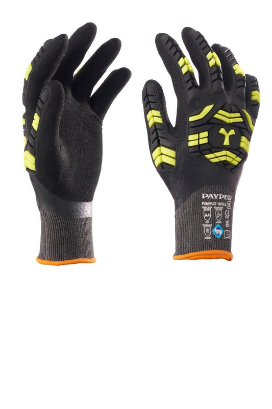 PAYPER - Stoßschutzhandschuhe P/IMPACT 18FULL (VPE: 6 Paar) - Farbe: Schwarz / Fluogelb