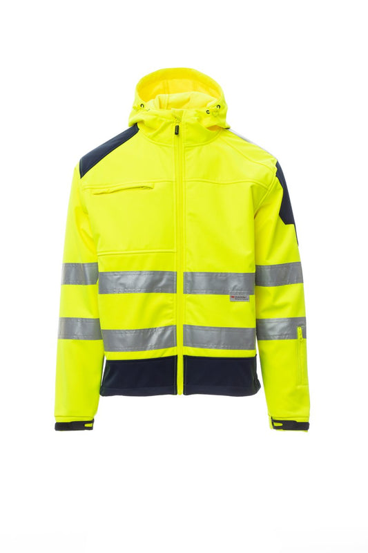 PAYPER Softshelljacke SHINE 2.0 in FLUOGELB/MARINEBLAU - Arbeitskleidung für Industrie und Handwerk