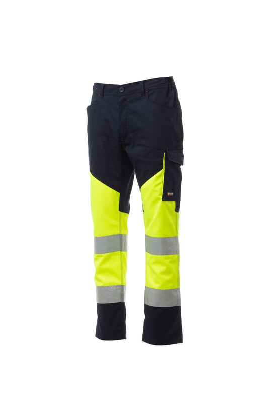 PAYPER Arbeitshose WORKING SUMMER in FLUOGELB/MARINEBLAU - Arbeitskleidung für Industrie und Handwerk