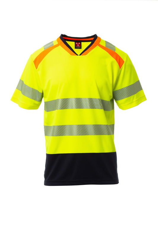 PAYPER T-Shirt ALLEY in FLUOGELB/MARINEBLAU - Arbeitskleidung für Industrie und Handwerk