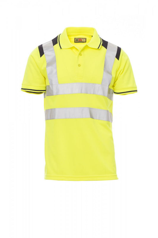 PAYPER Poloshirt GUARD+ in FLUOGELB/MARINEBLAU - Arbeitskleidung für Industrie und Handwerk