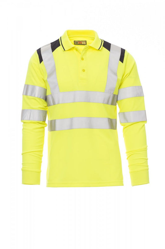 PAYPER Poloshirt GUARD+WINTER in FLUOGELB/MARINEBLAU - Arbeitskleidung für Industrie und Handwerk